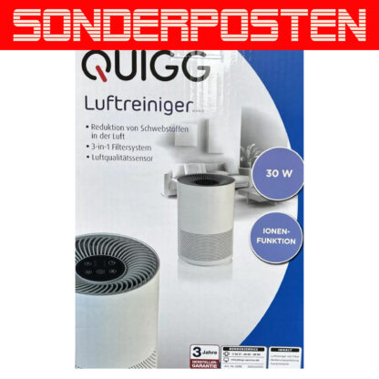 QUIGG Luftreiniger Aktivkohlefilter Lufterfrischer 30 Watt NEU Originalverpackt